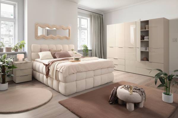 Boxspringbett BUBBLE BOX Weiß - Metall - Textil - Holz teilmassiv - 186 x 1 x 180 cm