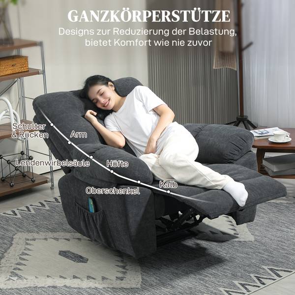 Massagesessel 700-179V90CG Grau - Textil - 100 x 107 x 102 cm