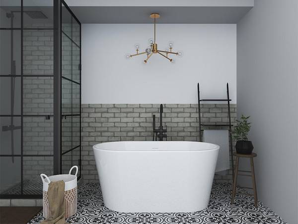 Baignoire îlot APOGON Blanc - Fibres naturelles - 71 x 58 x 130 cm