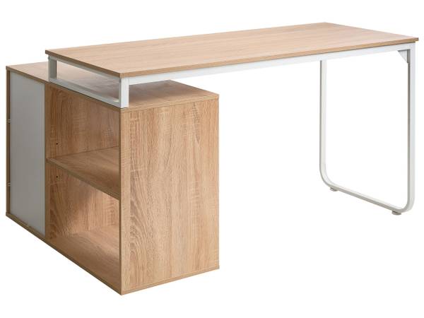 Bureau SOGNE bruin - wit - plaatmateriaal op houtbasis - 140 x 75 x 100 cm