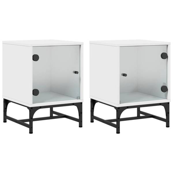Nachttische mit Glastüren 2er Set W550 Weiß