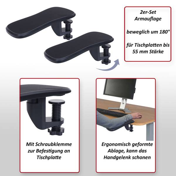 Armsteun N75 (set van 2) zwart - kunststof - 13 x 10 x 28 cm