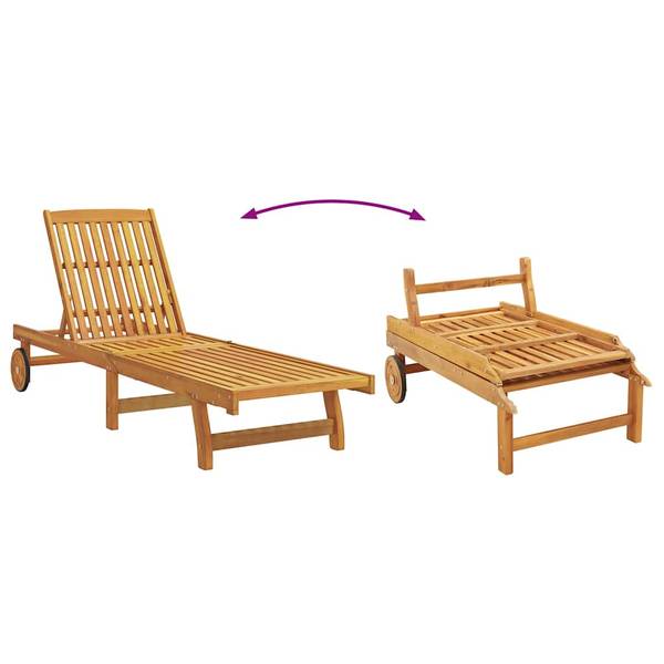 Ligbed 3325193 set van 2 bruin - acacia - 63 x 85 x 199 cm
