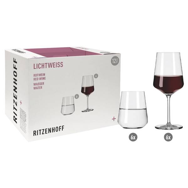 Gläser-Set Lichtweiss Julie 12-teilig Glas - 31 x 33 x 39 cm