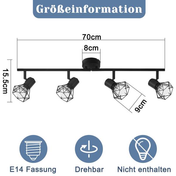 Spot plafond Flagler Noir - Métal - 20 x 10 x 71 cm