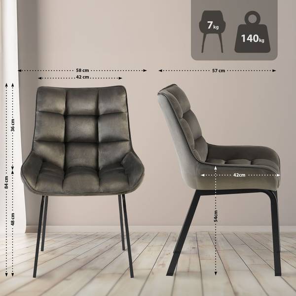 chaise salle à manger Saranda Lot de 2 Anthracite
