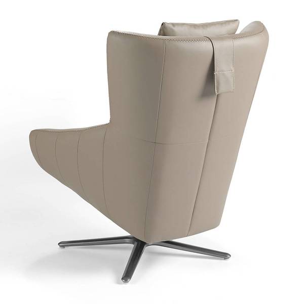 Drehbarer Sessel 5044 Grau - Strukturstoff - Flachgewebe - Kunstleder - Edelstahl - 76 x 100 x 90 cm
