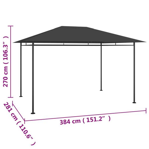 Gartenpavillon 3008684 Grau - Polyester - 281 x 270 x 384 cm