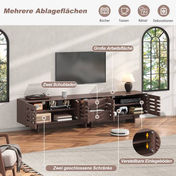 Tv-lowboard CL-RM Braun - Holzwerkstoff - 200 x 55 x 40 cm