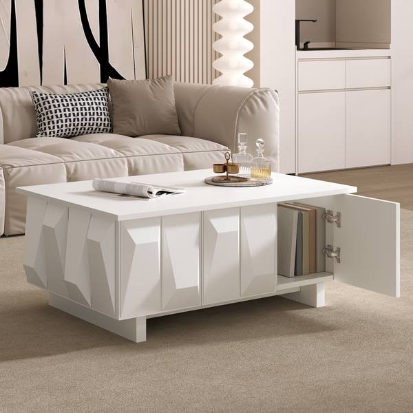 Couchtisch Eurynom Ⅰ Weiß - Holzwerkstoff - 95 x 40 x 67 cm