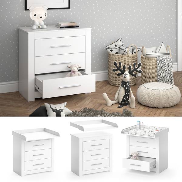 Commode à langer Miro 34136 Blanc - Bois manufacturé - 87 x 87 x 49 cm