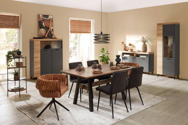 Stuhl LENA Grau - Metall - Massivholz - Textil - 43 x 86 x 57 cm