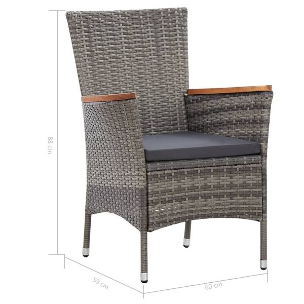 Garten Essgruppe 3002195-4 5-teilig Grau - Polyester - Akazie - Polyethylen - 90 x 75 x 90 cm