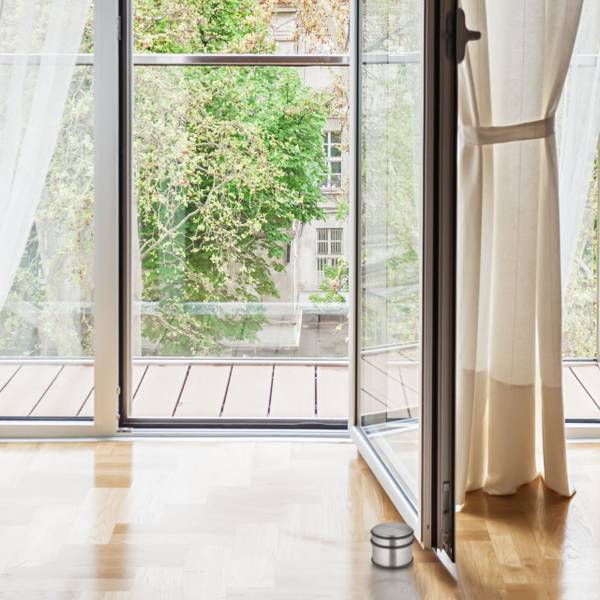 Edelstahl Türstopper 4er Set Schwarz - Silber - Eisen - 9 x 8 x 9 cm