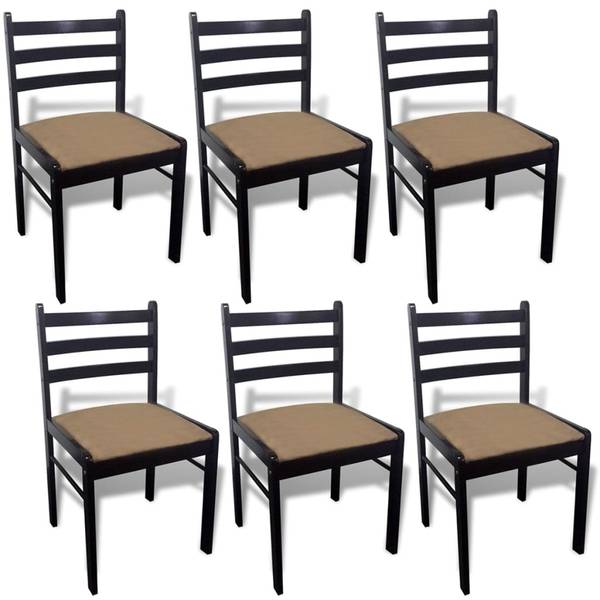 Eetkamerstoel 291746-1 Set van 6 bruin - rubberboom - 44 x 81 x 45 cm