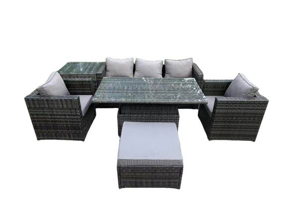 Gartenmöbel Outdoor Grau(6er-Set) Grau - Webstoff - Polyresin
