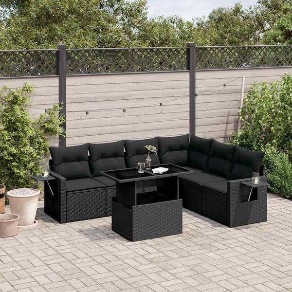 Loungeset 3036795-1 set van 7 zwart