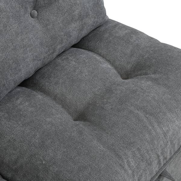Sofaset Gaia Ⅰ Grau - Kunststoff - Massivholz - Textil - 76 x 87 x 274 cm