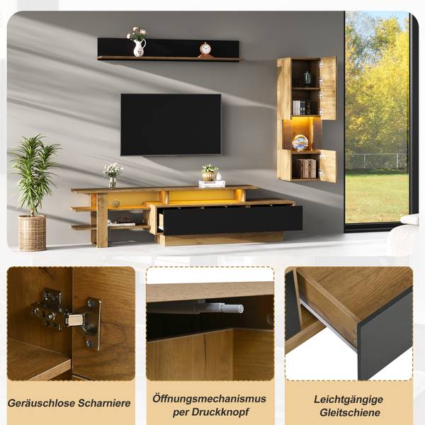Wohnwand  Cronus Ⅰ（3-tlg） Schwarz - Braun - Holzwerkstoff - Kunststoff - 40 x 100 x 180 cm
