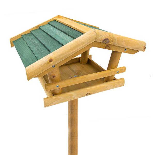 Vogelvoederhuisje op voet 100 cm donkergroen - lichtbruin