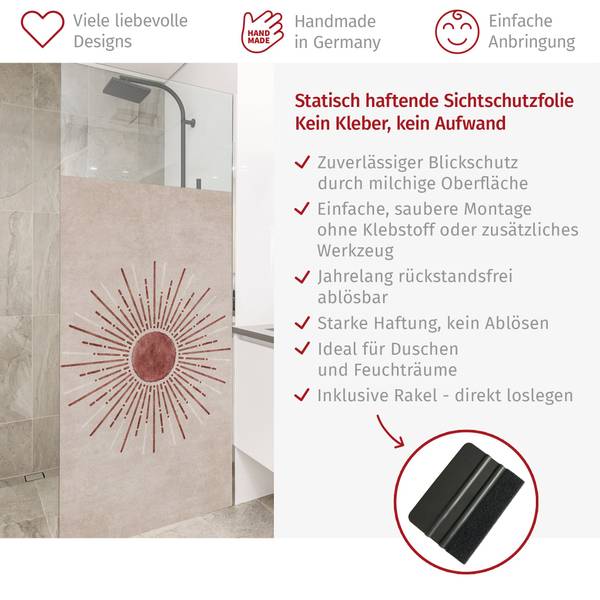Dusch‑Sichtschutz Boho Sonne 90 x 120 cm