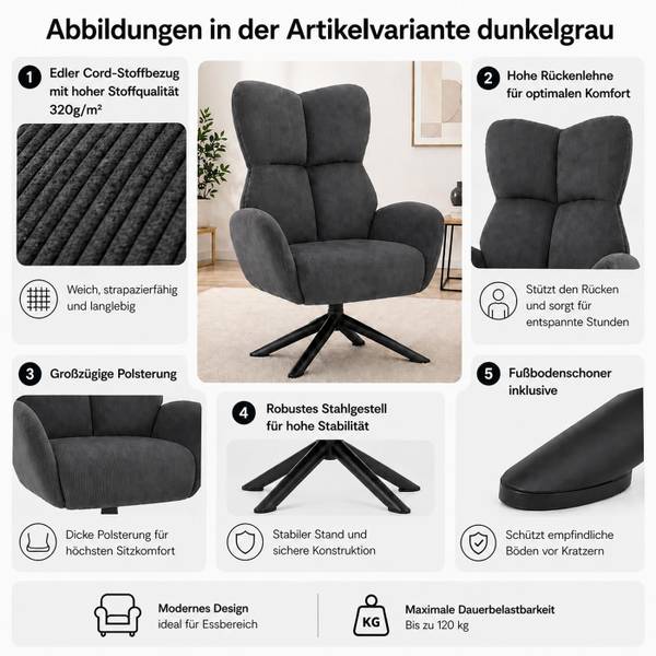Esszimmerstuhl Q54 (2er-Set) Creme