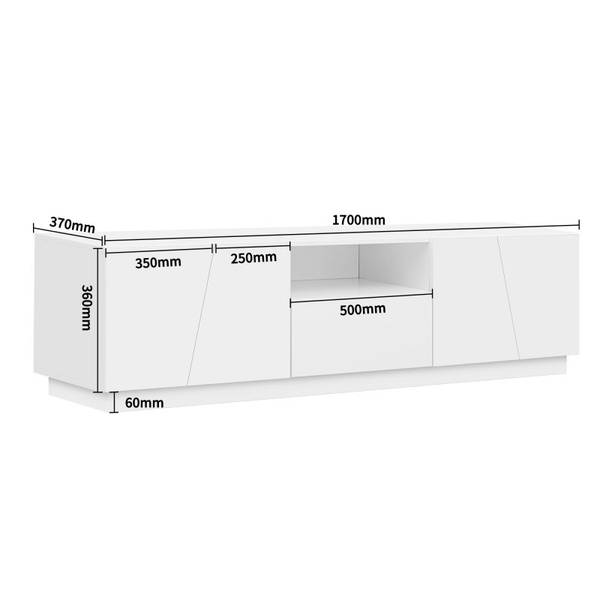 TV-laagplank DianaⅡ wit - plaatmateriaal op houtbasis - 170 x 42 x 37 cm