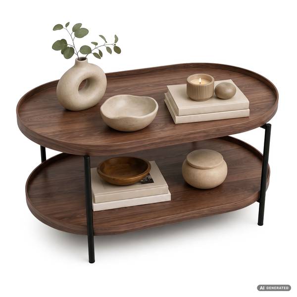 Loft Couchtisch CORTADO 5613 Schwarz - Walnuss Dekor - Walnuss