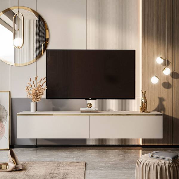 RTV-Schrank AURORA Hängend Beige - Holzwerkstoff - 180 x 32 x 40 cm