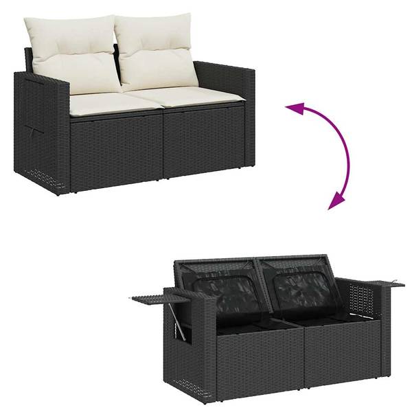 Salon de jardin 3037096-4 (lot de 7) Noir - Crème