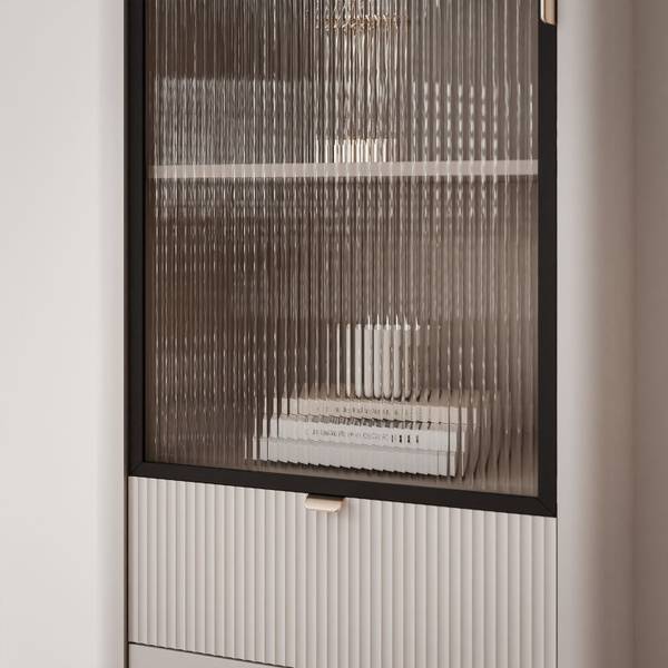 Vitrinenschrank NAVANI 60 Beige - Walnuss