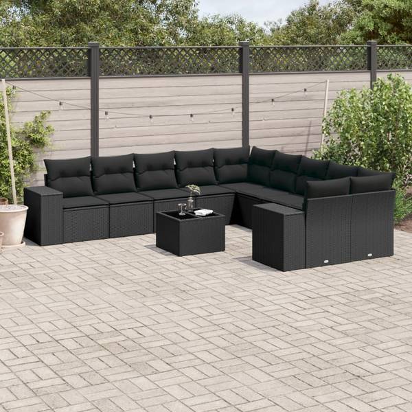 Garten-Lounge-Set 3034547-2 (11-teilig) Schwarz - Polyester - Stahl - 62 x 69 x 62 cm