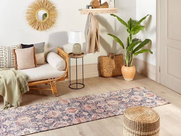 Teppich KURIN Beige - Blau - Rot - Naturfaser - 80 x 80 x 300 cm