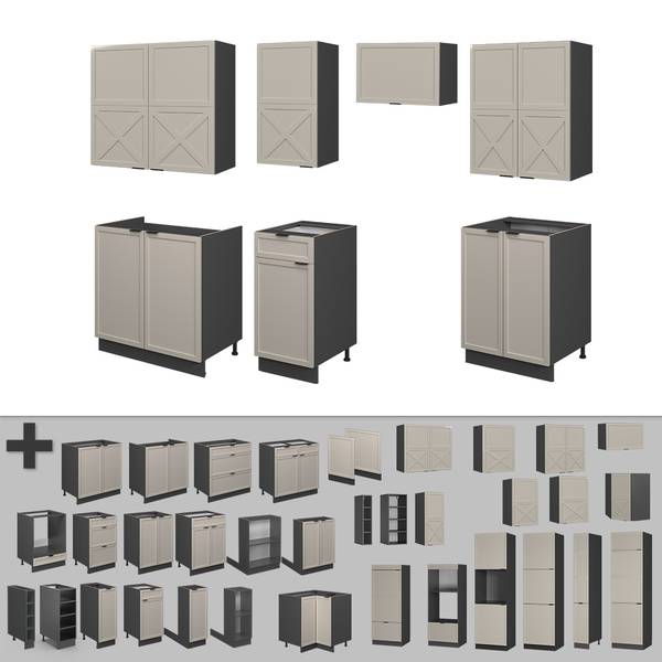Complete keukeneenheid Fame-Line 50457 antracietkleurig - taupe