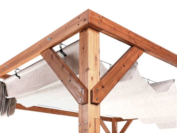 Garten-Pergola VILLAROSA Beige - Braun - Massivholz - 320 x 250 x 380 cm