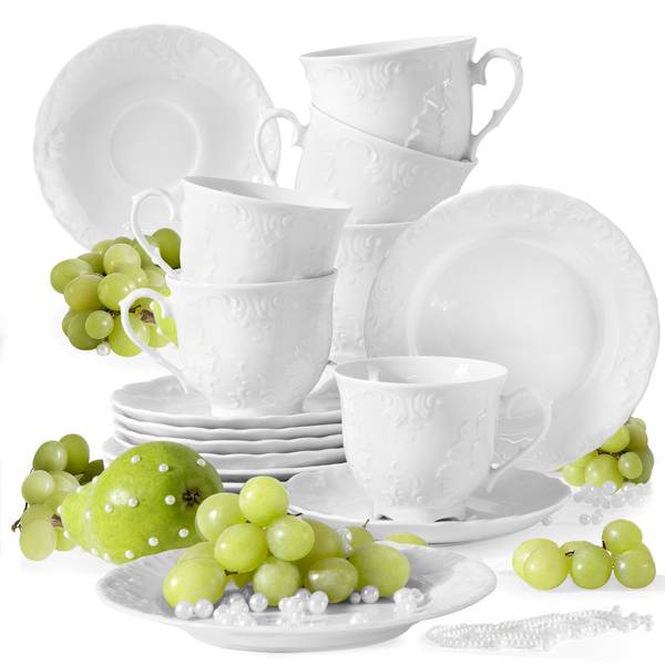 Kaffeeservice ROCOCO MARIA 18-tlg Weiß - Porzellan