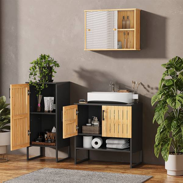 Badmöbel-Set Vayra 56196 Braun - Stahl - 60 x 66 x 33 cm