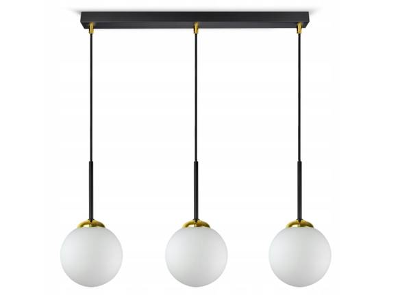 Pendelleuchte Gris Milchglas III Schwarz - Gold - Weiß - Glas - Metall - 60 x 80 x 60 cm