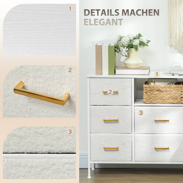 Kommode 831-979V90CW Weiß - Polyester - 30 x 76 x 110 cm