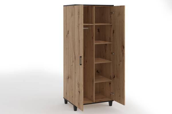 Kleiderschrank Pauline Braun - Holzwerkstoff - 80 x 193 x 56 cm