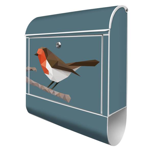 Briefkasten Stahl abstrakter Vogel Weiß - Stahl - 38 x 46 x 13 cm