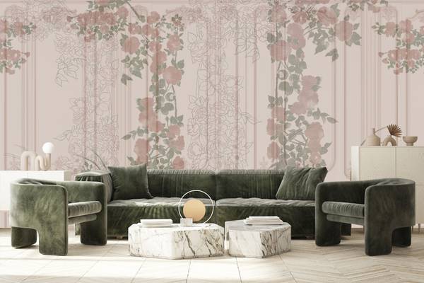 Vlies-Fotobehang BLOEMEN BAROK Bladeren 180 x 120 x 120 cm