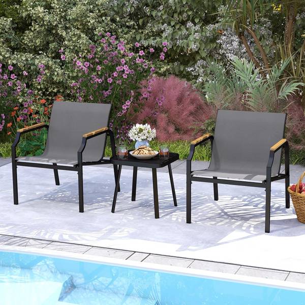 Garten-Sitzgruppen ZB34287SDDE(3-tlg.) Grau - Metall