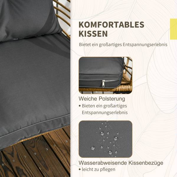 Gartenbar-Set BB5272 3-teilig Grau - Metall - 65 x 78 x 62 cm