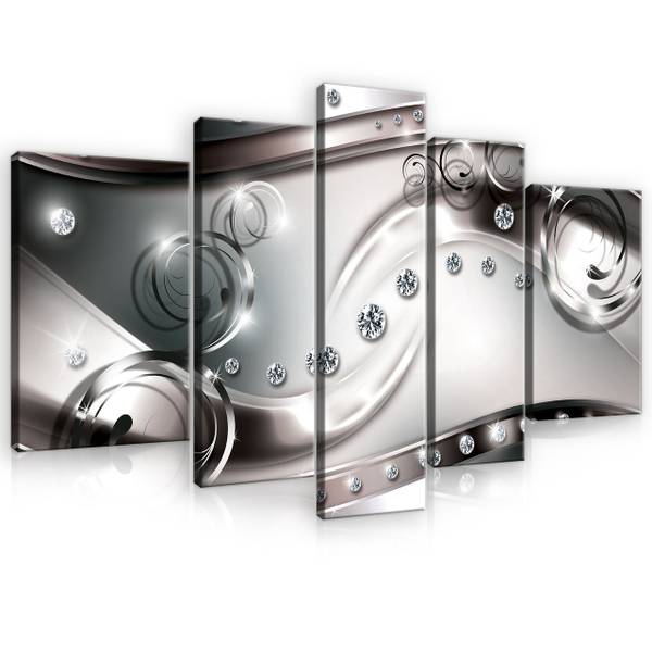 Leinwandbild SET Abstrakt Wohnzimmer Grau - Holzwerkstoff - Textil - 170 x 100 x 2 cm