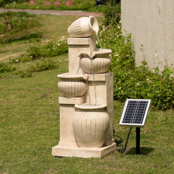 Garten Solar Brunnen FT1024NAS Beige - Harz - 24 x 72 x 29 cm