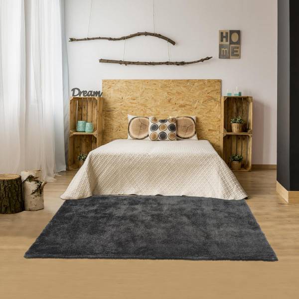 Tapis shaggy BULUT 80x150 tufté noir Noir - Textile - 80 x 4 x 150 cm