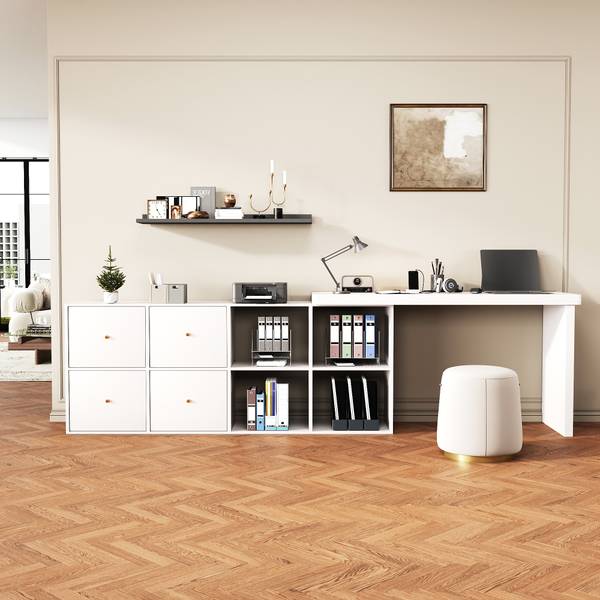 Eckschreibtisch CHANGZoom Weiß - Holzwerkstoff - 140 x 78 x 120 cm
