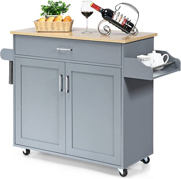 Küchenwagen Grau - Holzwerkstoff - 40 x 85 x 116 cm