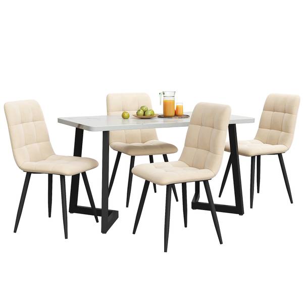 Esszimmer Set BB1789 5tlg Beige - Schwarz - Weiß